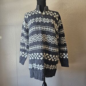 Meg Lauren womens sweater half zip Nordic Sz Med Fair Isle Cozy Chunky  AA459